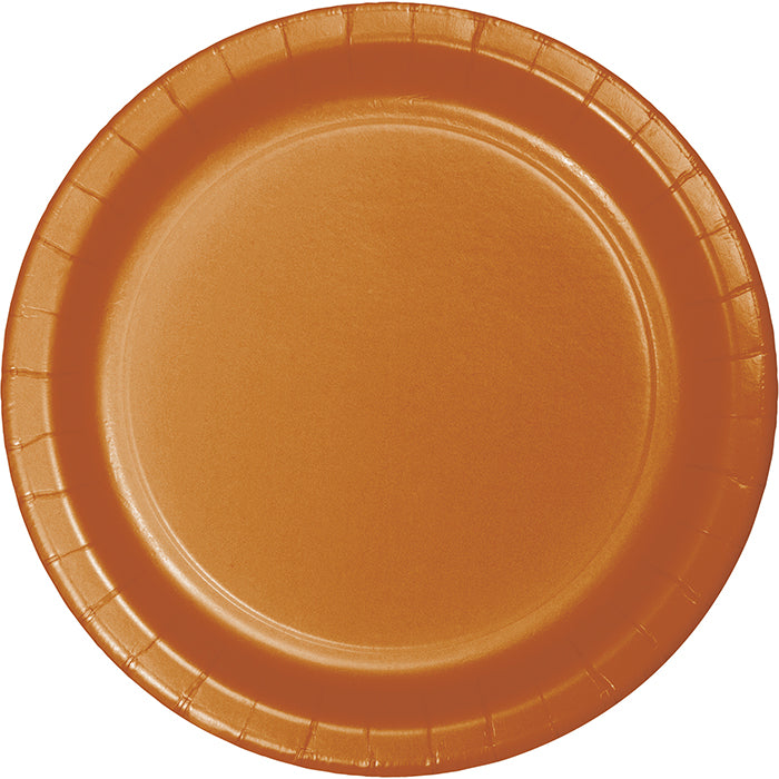 Bulk 240 pc Pumpkin Spice Orange Paper 6.75 inch Dessert Plates - Solid Color Party Tableware by Creative Converting