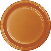 Bulk 240 pc Pumpkin Spice Orange Paper 6.75 inch Dessert Plates - Solid Color Party Tableware by Creative Converting
