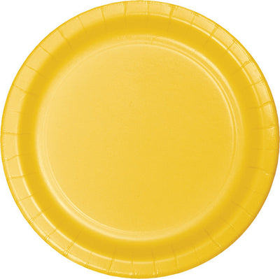 Bulk 240 pc School Bus Yellow Paper 6.75 inch Dessert Plates - Solid Color Party Tableware by Creative Converting