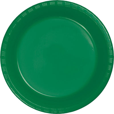 Bulk 240 pc Emerald Green Plastic Banquet Plates 10.25 inch - Solid Color Party Tableware by Creative Converting