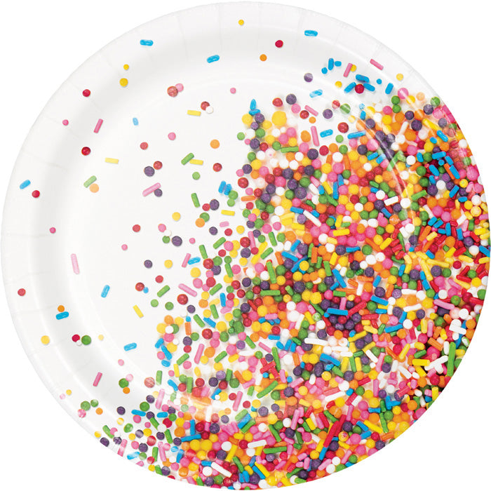 96 pc Bulk Confetti Sprinkles Dessert Plates - Birthday Party Supplies by Creative Converting