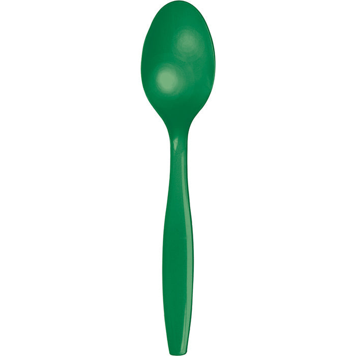 Bulk 288 pc Emerald Green Plastic Spoons  - Solid Color Party Tableware by Creative Converting