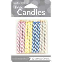 144 pc Bulk Striped Magic Relight Candles - Birthday Party Supplies by Creative Converting