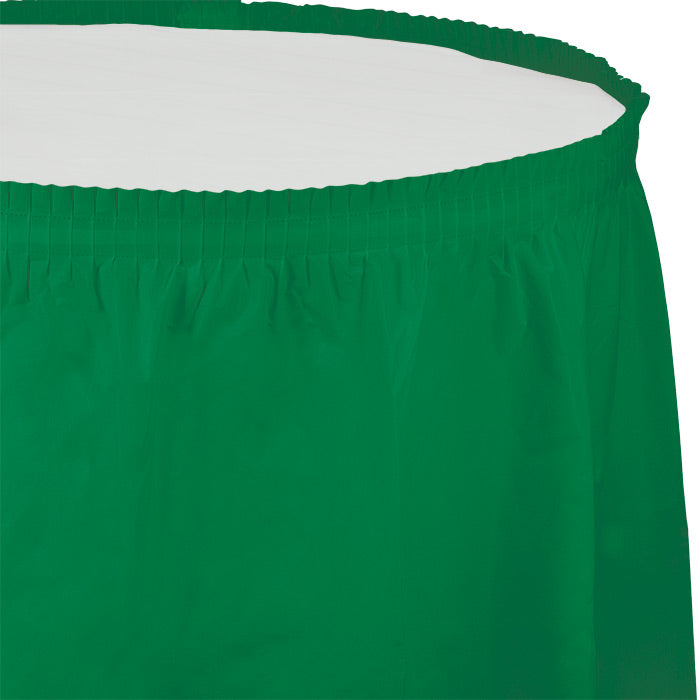Bulk 6 pc Emerald Green Plastic Tableskirt 29 inch x 14 ft - Solid Color Party Tableware by Creative Converting