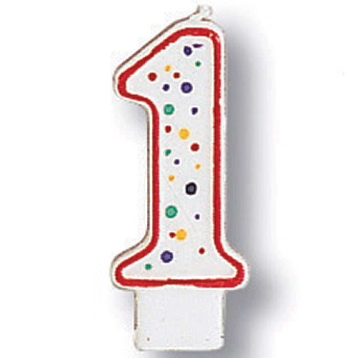 6 pc Bulk Polka Dot #1 Candles - Birthday Party Supplies by Creative Converting