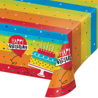 6 pc Bulk Rainbow Cake Plastic Table Covers - Birthday Party Supplies by Creative Converting