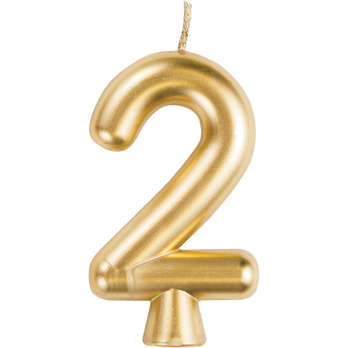 12 pc Bulk Gold Number 2 Candles - Birthday Party Supplies by Creative Converting