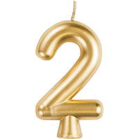 12 pc Bulk Gold Number 2 Candles - Birthday Party Supplies by Creative Converting