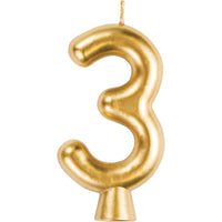 12 pc Bulk Gold Number 3 Candles - Birthday Party Supplies by Creative Converting