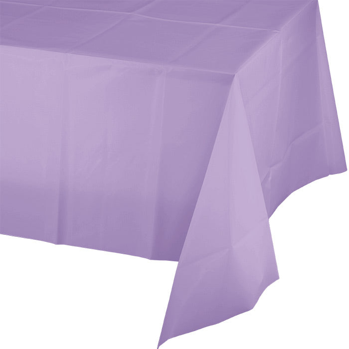 Bulk 12 pc Luscious Lavender Plastic Table Covers 54 inch x 108 inch - Solid Color Party Tableware by Creative Converting