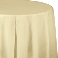 Bulk 12 pc Ivory Round Plastic 82 inch Table Covers - Solid Color Party Tableware by Creative Converting