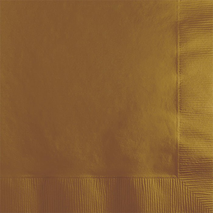 Bulk 600 pc Glittering Gold 2 ply Beverage Napkins  - Solid Color Party Tableware by Creative Converting