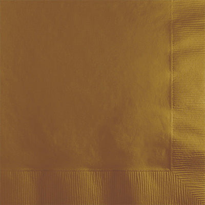 Bulk 600 pc Glittering Gold 2 ply Beverage Napkins  - Solid Color Party Tableware by Creative Converting