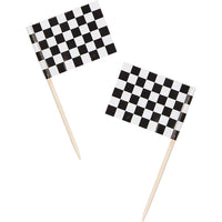 600 pc Bulk Black & White Check Flag Picks - Sports Party Supplies by Creative Converting