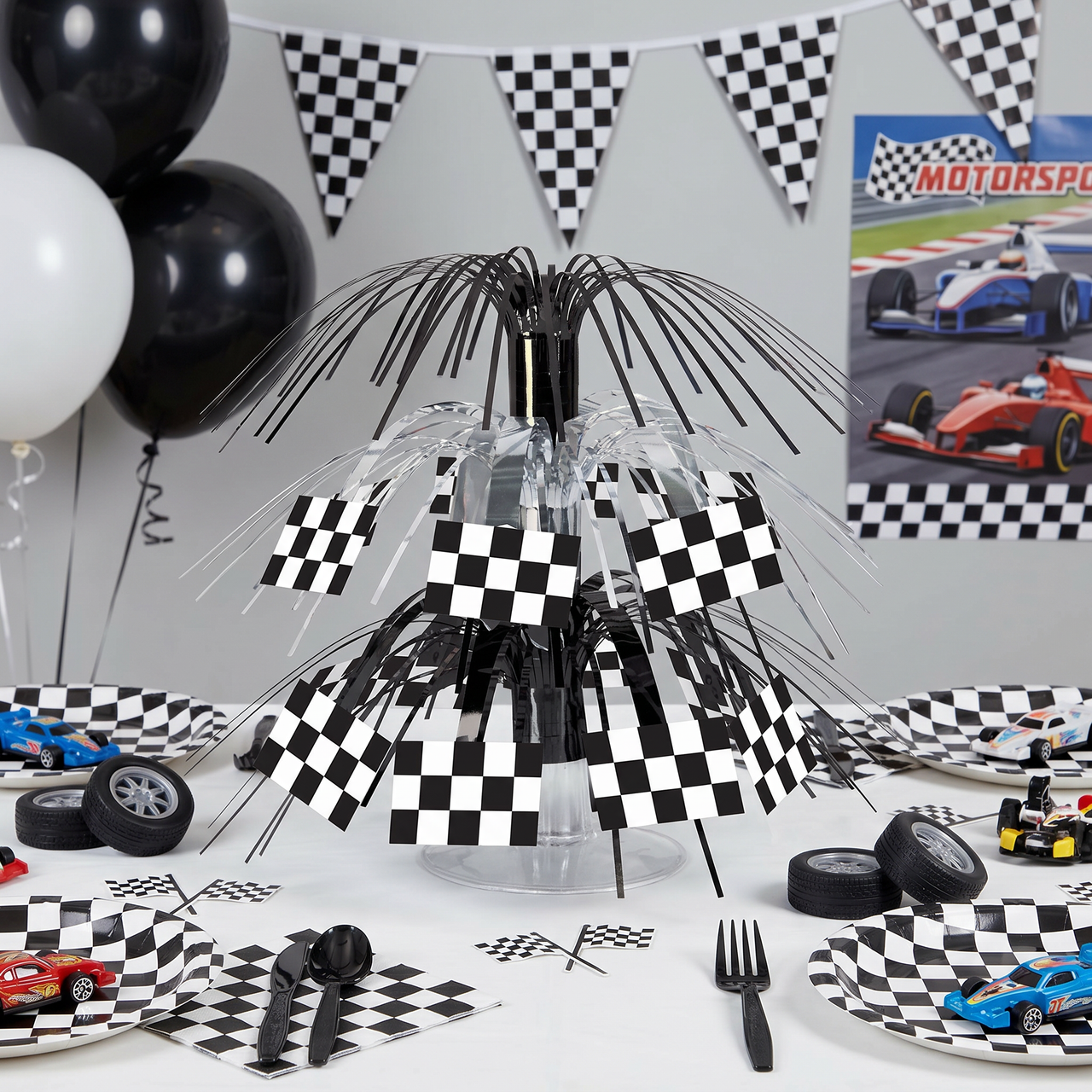 Checkered Flag Mini Party Cascade Centerpiece