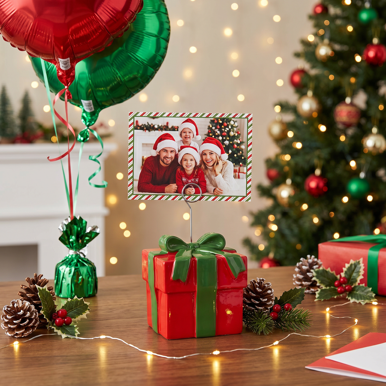 Christmas Gift Box Photo/Balloon Holder