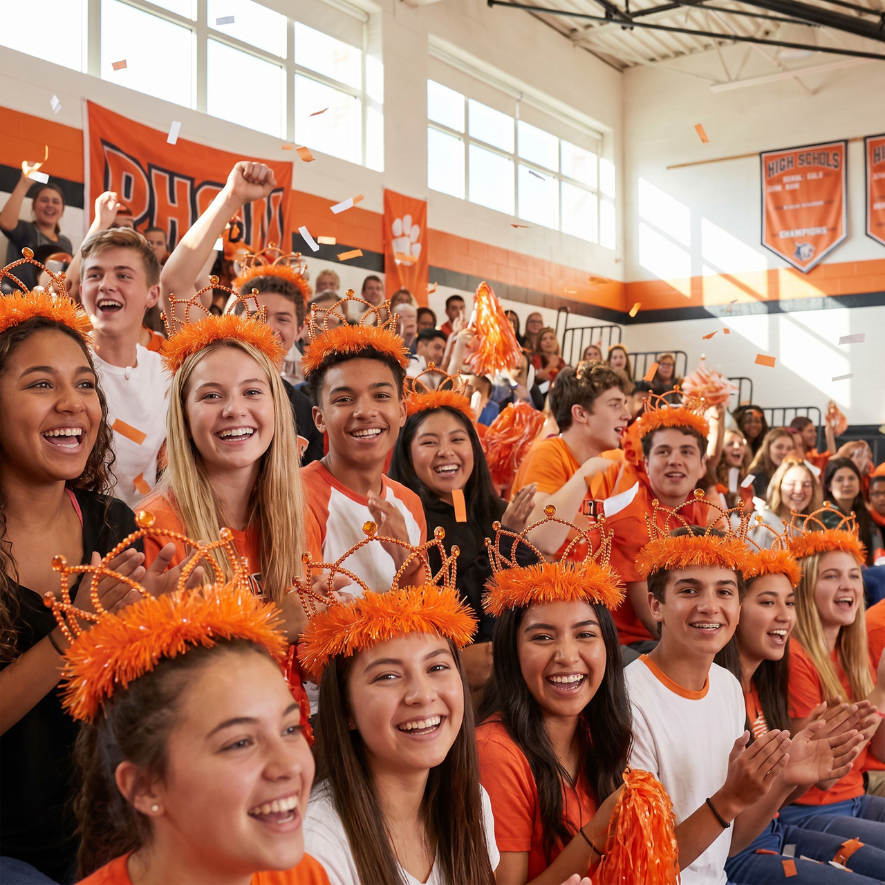 Orange Plastic Tiara with Combs - Spirit & School Events