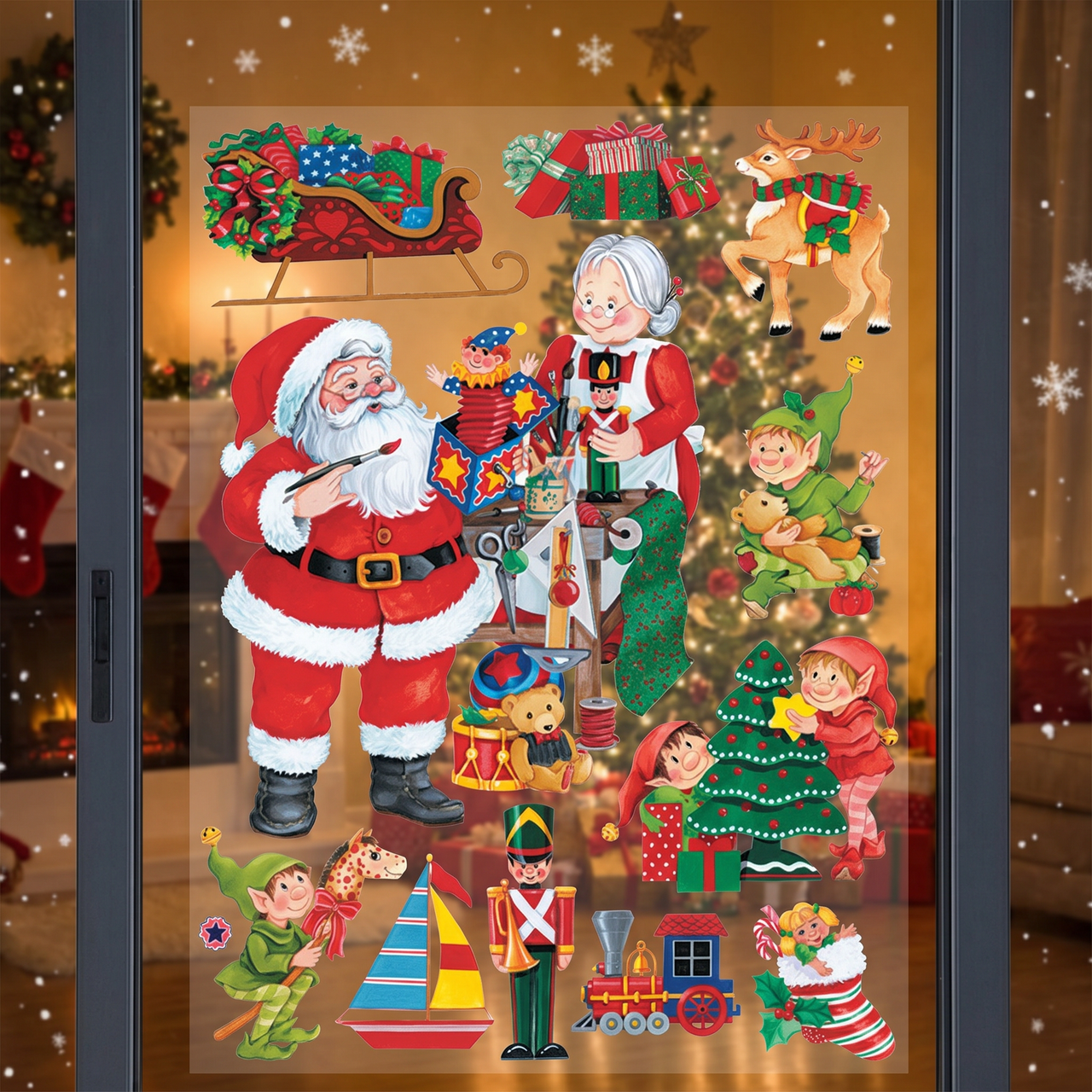 Christmas Santa's Workshop Clings