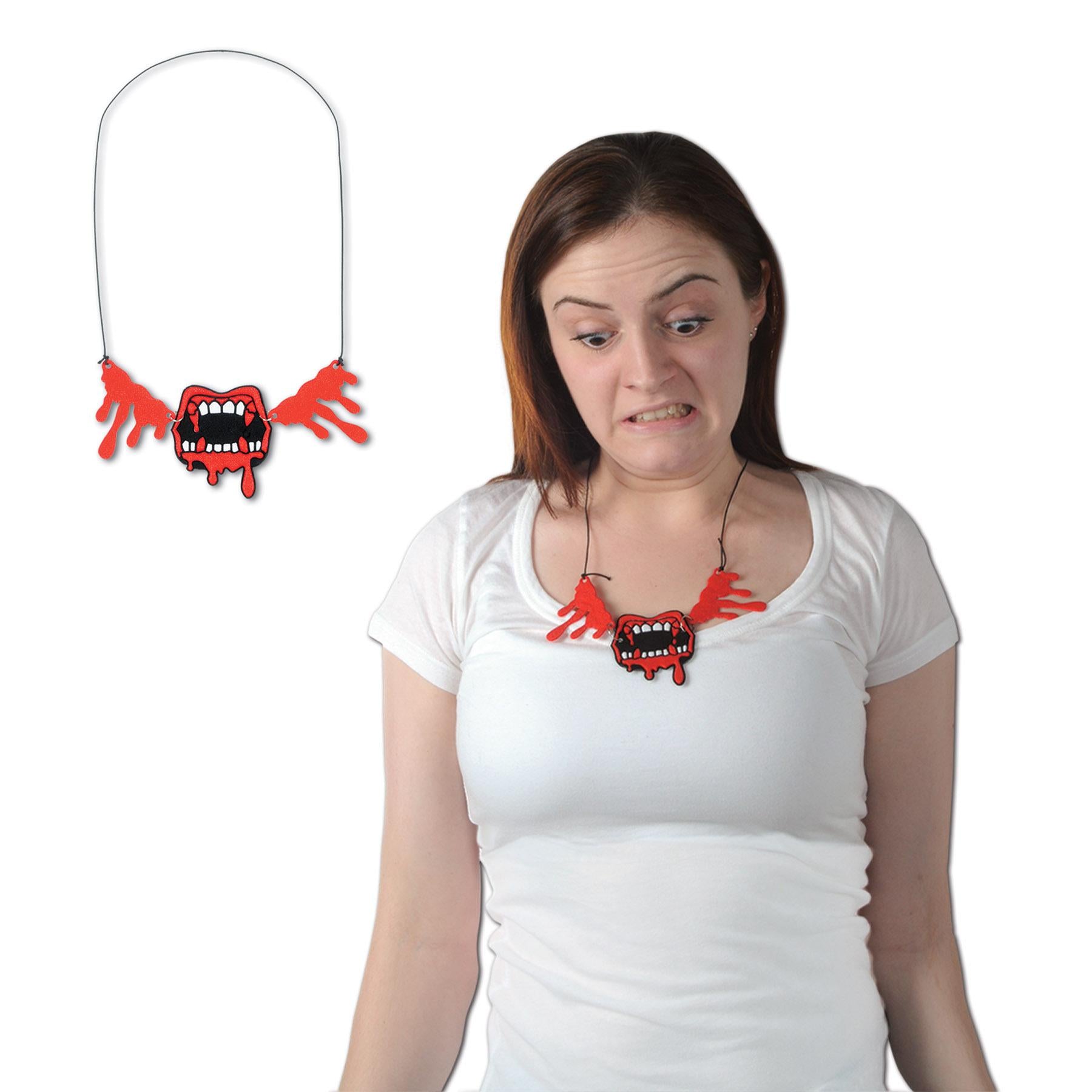Beistle Halloween Bloody Fangs Necklace