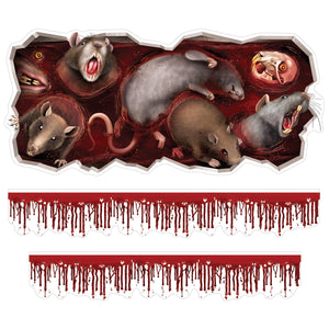 Halloween Bloody Rats Toilet Tank Peel 'N Place Clings (3/Pkg)
