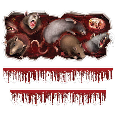 Halloween Bloody Rats Toilet Tank Peel 'N Place Clings (3/Pkg)