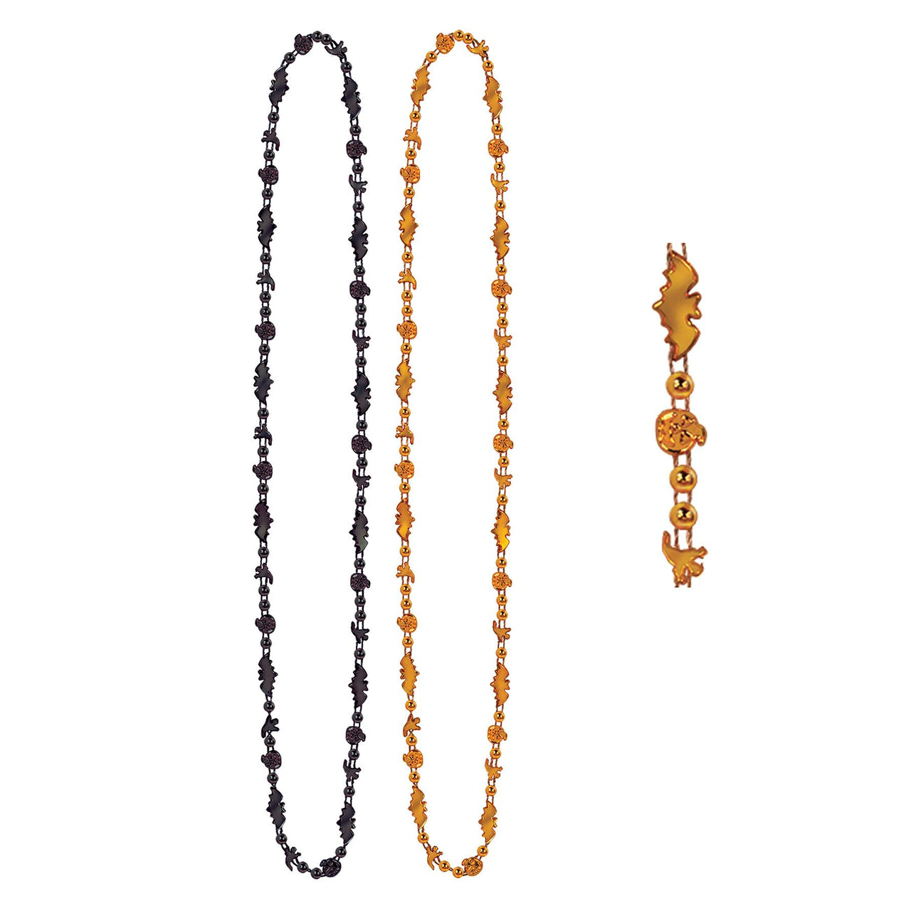 Halloween Bead Necklaces, assorted orange & black (2/Pkg)
