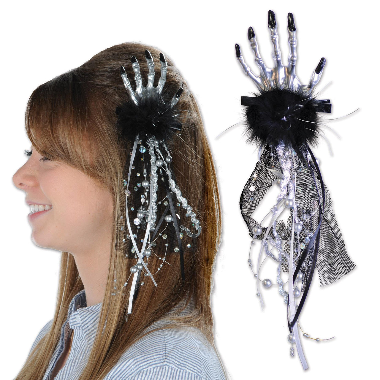 Beistle Halloween Skeleton Hand Hair Clip