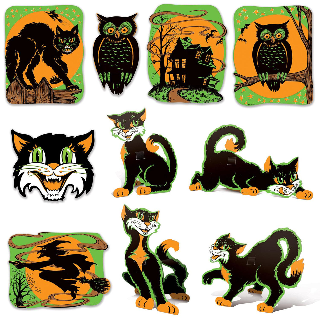 Beistle Vintage Halloween Fluorescent Cutouts (10/Pkg)