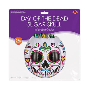 Beistle Inflatable Day of the Dead Sugar Skull Cooler - Holds Approx 48 Cans, 22 inch x 15.5 inch, 1/pkg, 6/case