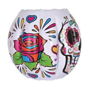 Beistle Inflatable Day of the Dead Sugar Skull Cooler - Holds Approx 48 Cans, 22 inch x 15.5 inch, 1/pkg, 6/case
