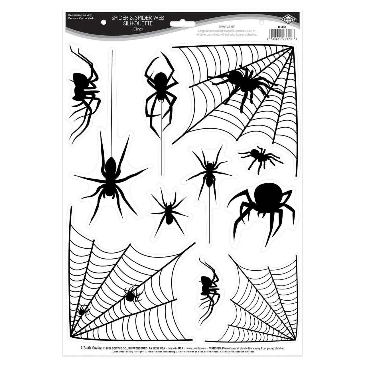 Beistle Spider & Spider Web Silhouette Clings