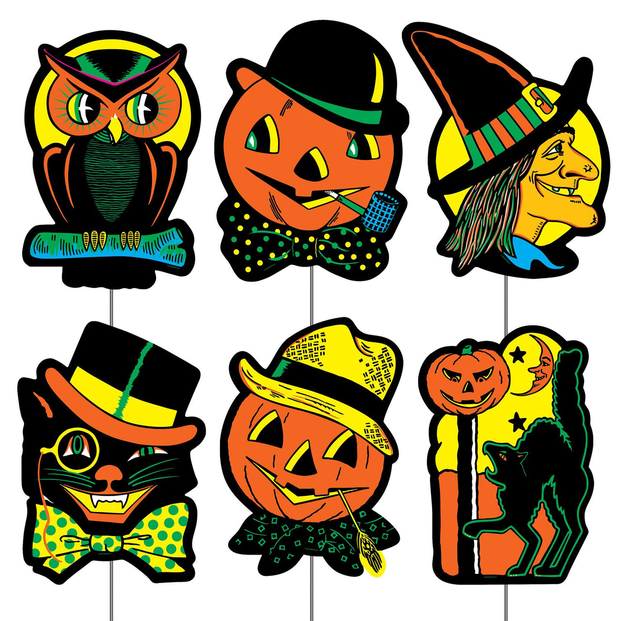Beistle Vintage Plastic Halloween Yard Signs
