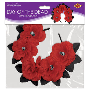 Bulk Day of the Dead Red Floral Headband (Case of 12) by Beistle