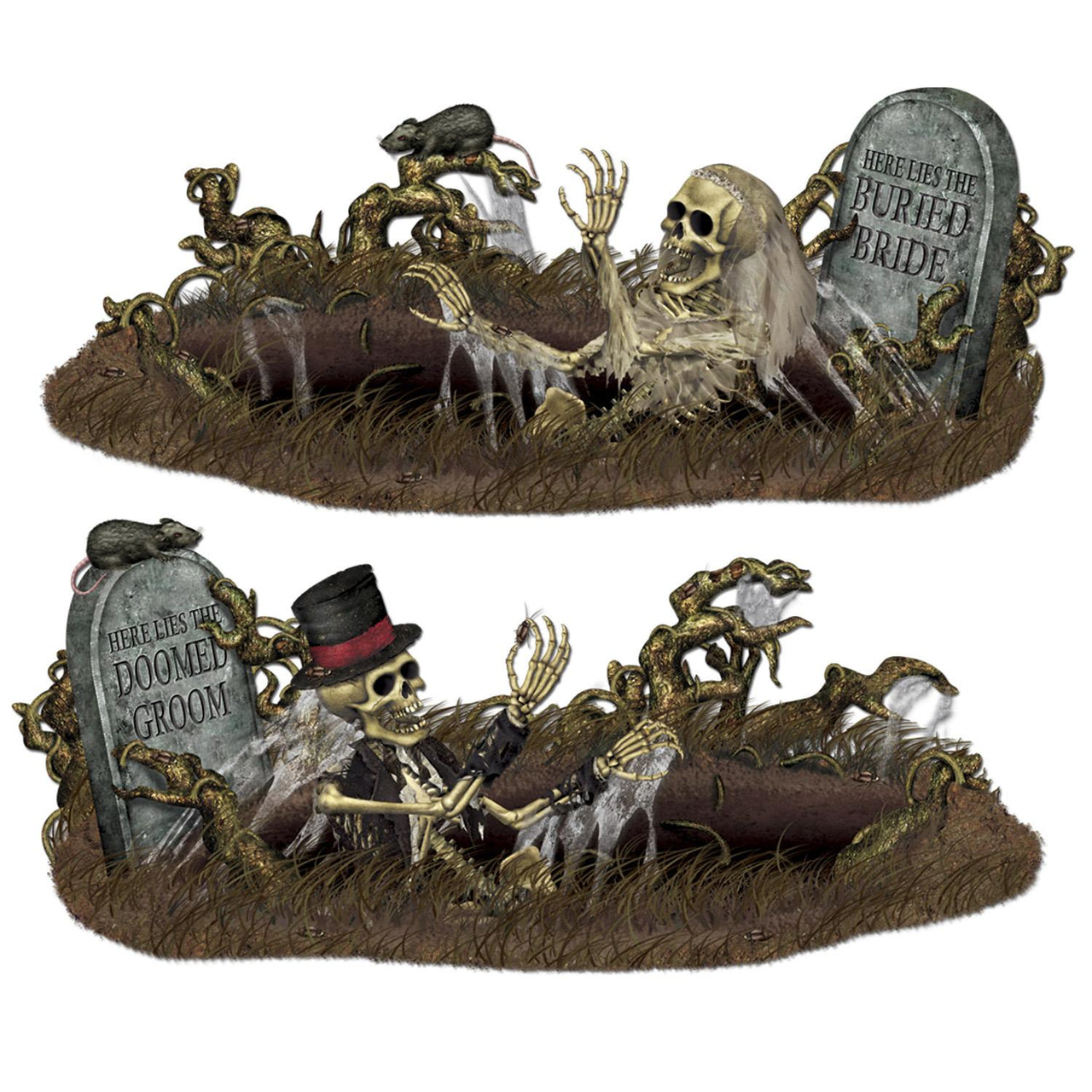 Beistle Halloween Doomed Groom & Buried Bride Props (2/Pkg)