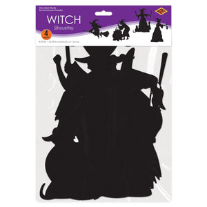 Beistle Witch Silhouettes - Printed 2 Sides - 8.75-inch to 12.75-inch Sizes - Halloween Silhouettes