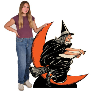 Beistle Vintage Halloween Witch & Moon Stand-Up - Easel Attached - 50 inches x 43.75 inches - Halloween Decor