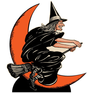 Vintage Halloween Witch & Moon Stand-Up - Easel Attached