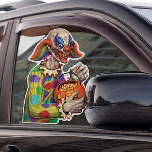 Creepy Clown Backseat Driver Car Cling
