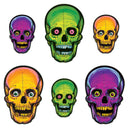 Beistle Vintage Halloween Nite-Glo Skull Cutouts (6/Pkg)