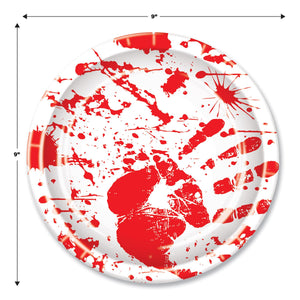 Bloody Handprints Plates (8/Pkg) by Beistle - Halloween Theme Decorations