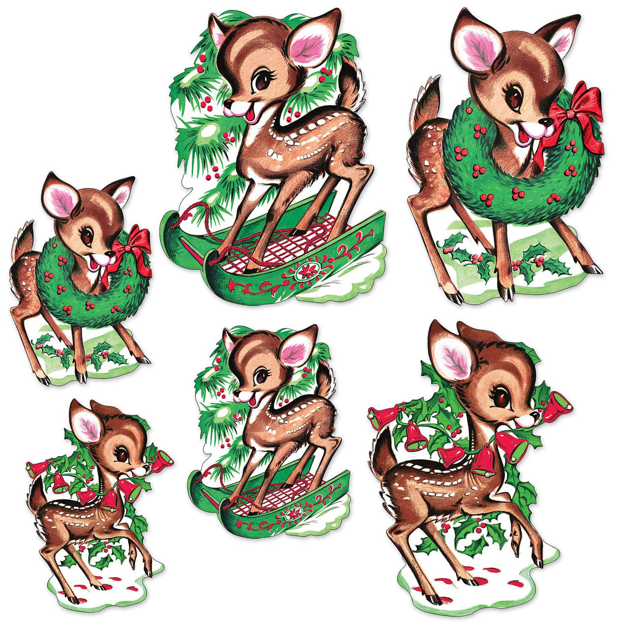 Beistle Vintage Christmas Reindeer Cutouts (6/Pkg)