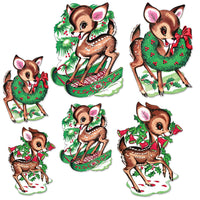 Beistle Vintage Christmas Reindeer Cutouts (6/Pkg)