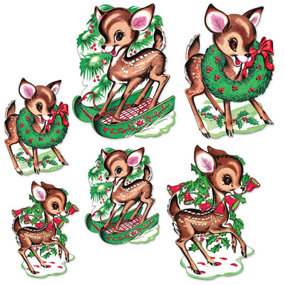 Beistle Vintage Christmas Reindeer Cutouts (6/Pkg)