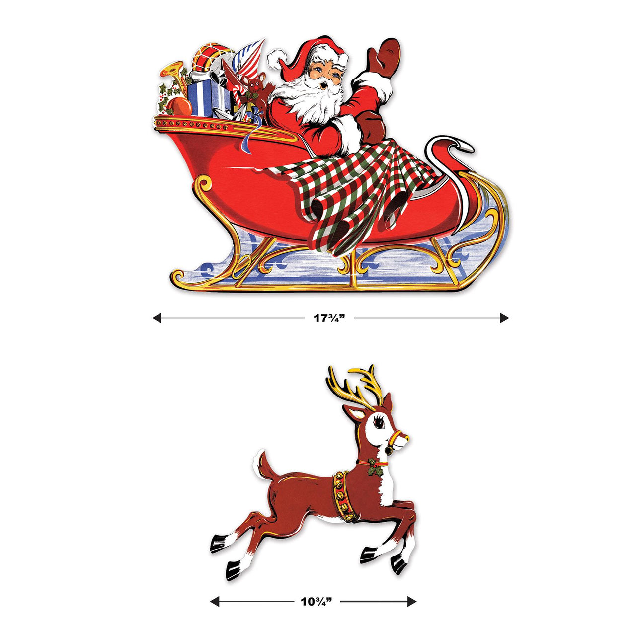 Bulk Vintage Christmas Santa & Sleigh Cutouts (Case of 60) by Beistle