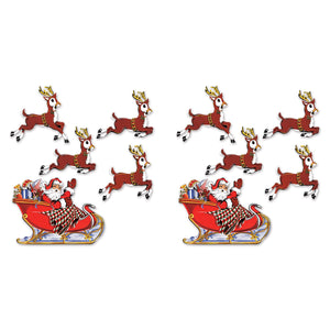 Bulk Vintage Christmas Santa & Sleigh Cutouts (Case of 60) by Beistle