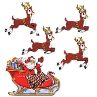 Beistle Vintage Christmas Santa & Sleigh Cutouts (5/Pkg)