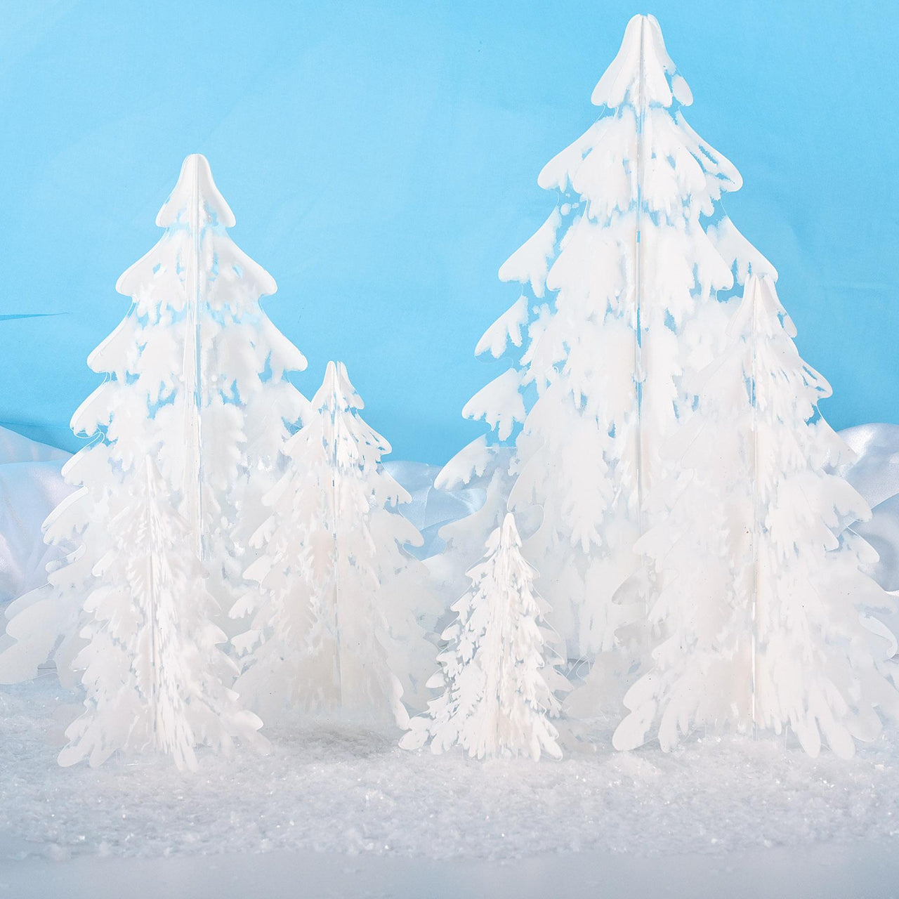 Bulk 3-D Clear Plastic Winter Pine Tree Ctrpcs (Case of 72) by Beistle