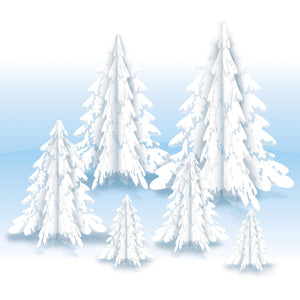 Bulk 3-D Clear Plastic Winter Pine Tree Ctrpcs (Case of 72) by Beistle