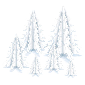 Christmas 3-D Clear Plastic Winter Pine Tree Centerpieces (72/Case)