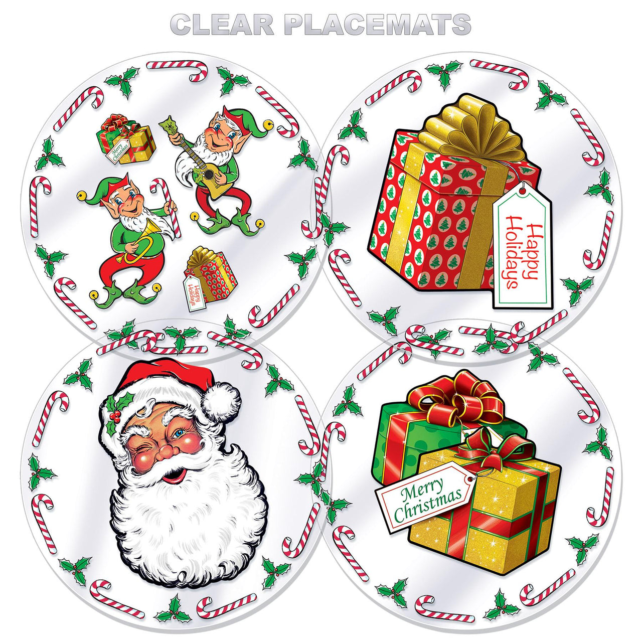 Beistle Plastic Santa's Workshop Round Placemats